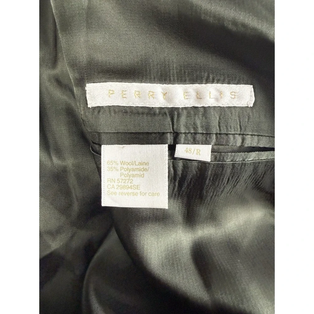 Perry Ellis Portfolio Green Wool Blend Sport Coat‎ Blazer - 48R - Textured Weave